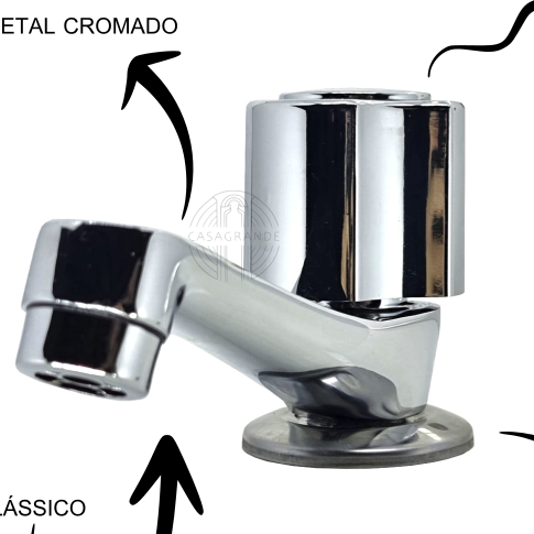 Torneira para Lavatório 1194 C40 Cromada com Canopla Casagrande Mundial - 4