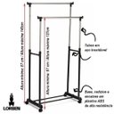 Ver mais imagens de Arara Dupla de Roupas Regulável em Aço Inox com Sapateira