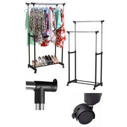 Arara Dupla de Roupas Regulável em Aço Inox com Sapateira - 2