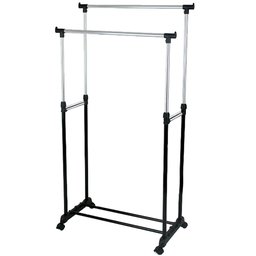 Arara Dupla de Roupas Regulável em Aço Inox com Sapateira - 5