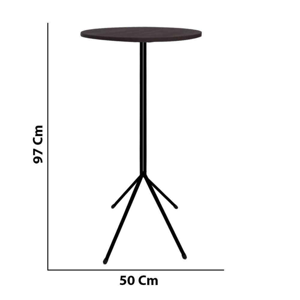 Kit Mesa Bistrô Alto Nuno e 2 Banqueta Kali Ferro Preto Tampo MDF Redondo Rústico Suede Bege - Ahazz - 5