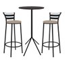 Kit Mesa Bistrô Alto Nuno e 2 Banqueta Kali Ferro Preto Tampo MDF Redondo Rústico Suede Bege - Ahazz - 1