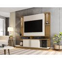 Ver imagem 2 de Estante para TV Home Theater York LED Ripado Cinamomo C/ Off White – Bechara Móveis