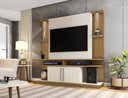 Ver imagem 2 de Estante para TV Home Theater York LED Ripado Cinamomo C/ Off White – Bechara Móveis