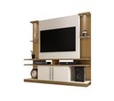 Ver imagem 1 de Estante para TV Home Theater York LED Ripado Cinamomo C/ Off White – Bechara Móveis