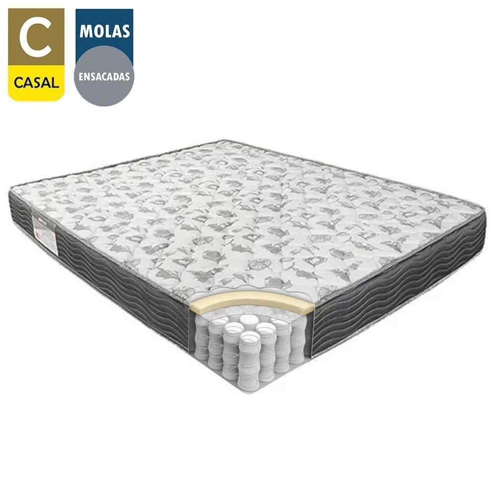 Cama Box Baú Casal Sintético + Colchão de Molas Ensacadas Sereneprime 138x188x62cm Preto - 2