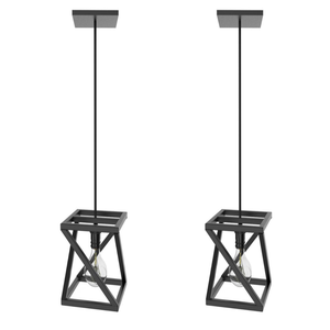 Kit 2 Pendentes Luminárias Quadrada Industrial Preto