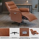 Ver imagem 3 de Poltrona do Papai Reclinável Elétrica Bimotor Alabama com Massagem Aquecimento Entrada Usb Pu Carame