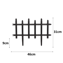 Kit com 1,4m de Cerca Estilo Madeira Plástica Decorativa para Jardim e Canteiro - Preto - 2