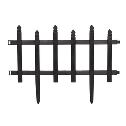 Kit com 1,4m de Cerca Estilo Madeira Plástica Decorativa para Jardim e Canteiro - Preto - 1