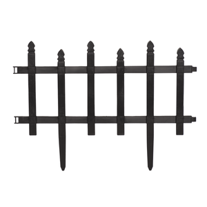 Kit com 1,4m de Cerca Estilo Madeira Plástica Decorativa para Jardim e Canteiro - Preto