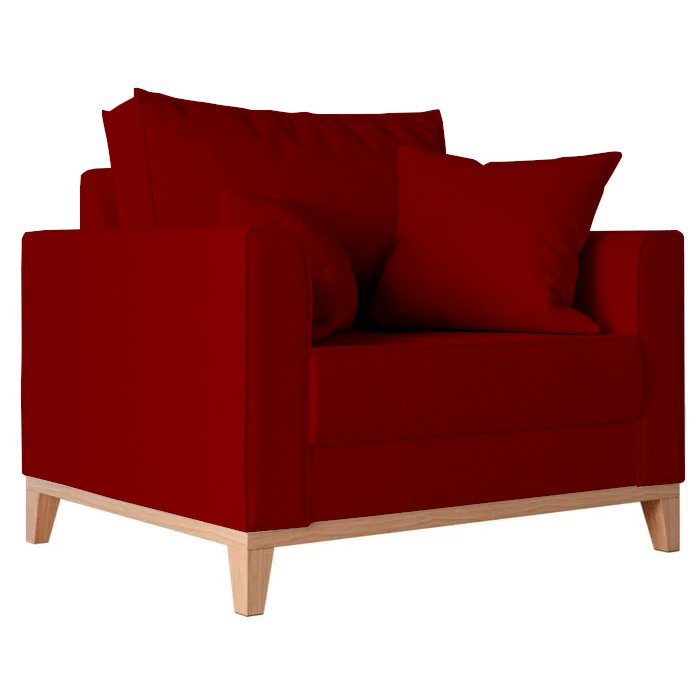 Poltrona Decorativa Pes e Base em Madeira Beny Veludo Marsala - 1