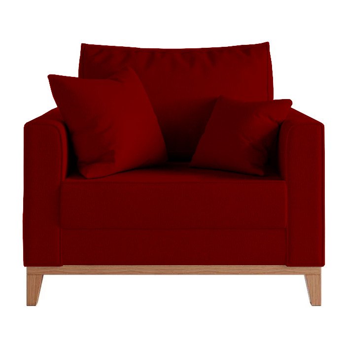 Poltrona Decorativa Pes e Base em Madeira Beny Veludo Marsala - 3