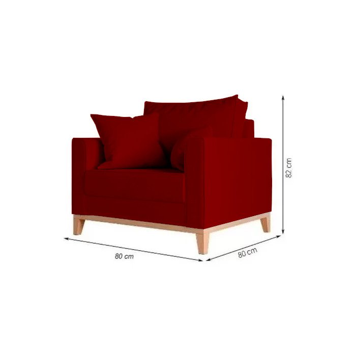 Poltrona Decorativa Pes e Base em Madeira Beny Veludo Marsala - 5