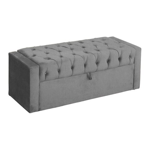 Calçadeira Baú Para Cama Box Emma Suede Cores - DS Estofados - King - Cinza