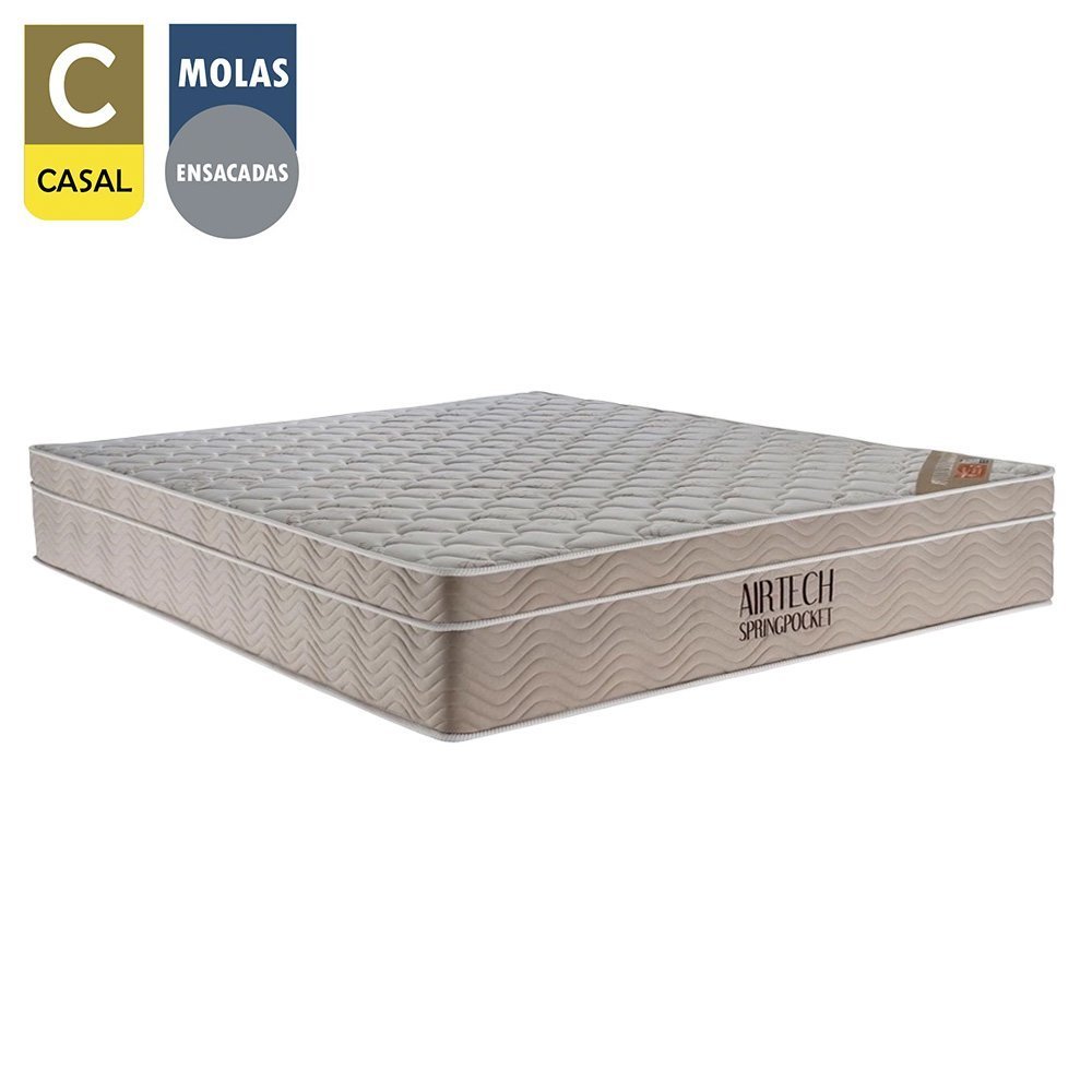 Cama Box Baú Casal Bipartido Sintético + Colchão Ortobom Airtech Molas Ensacadas 65x138x188 Preto - 2