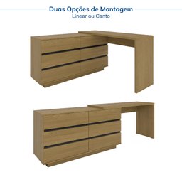 Mesa para Escritório Diretor em L 6 Gavetas Oring Cabecasa - 3