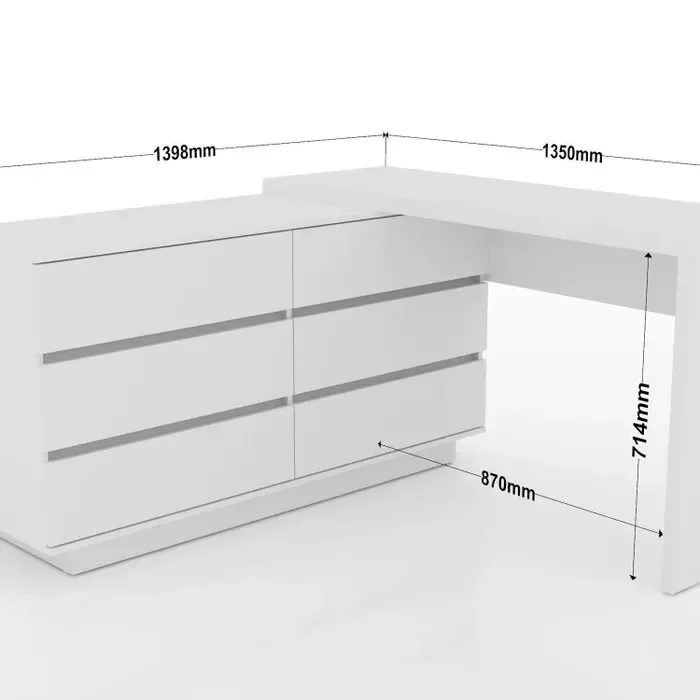 Mesa para Escritório Diretor em L 6 Gavetas Oring Yescasa - 4