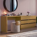 Ver imagem 2 de Escrivaninha em L ou Reta 140cm 6 Gavetas Oring CabeCasa MadeiraOriginals