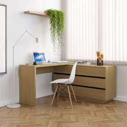 Mesa para Escritório Diretor em L 6 Gavetas Oring Cabecasa - 1