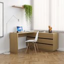 Ver imagem 1 de Escrivaninha em L ou Reta 140cm 6 Gavetas Oring CabeCasa MadeiraOriginals