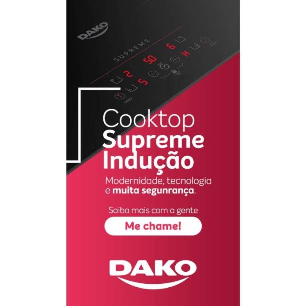 Cooktop de Indução Dako Supreme 4 Bocas Vitrocerâmico Touch 220v - 2
