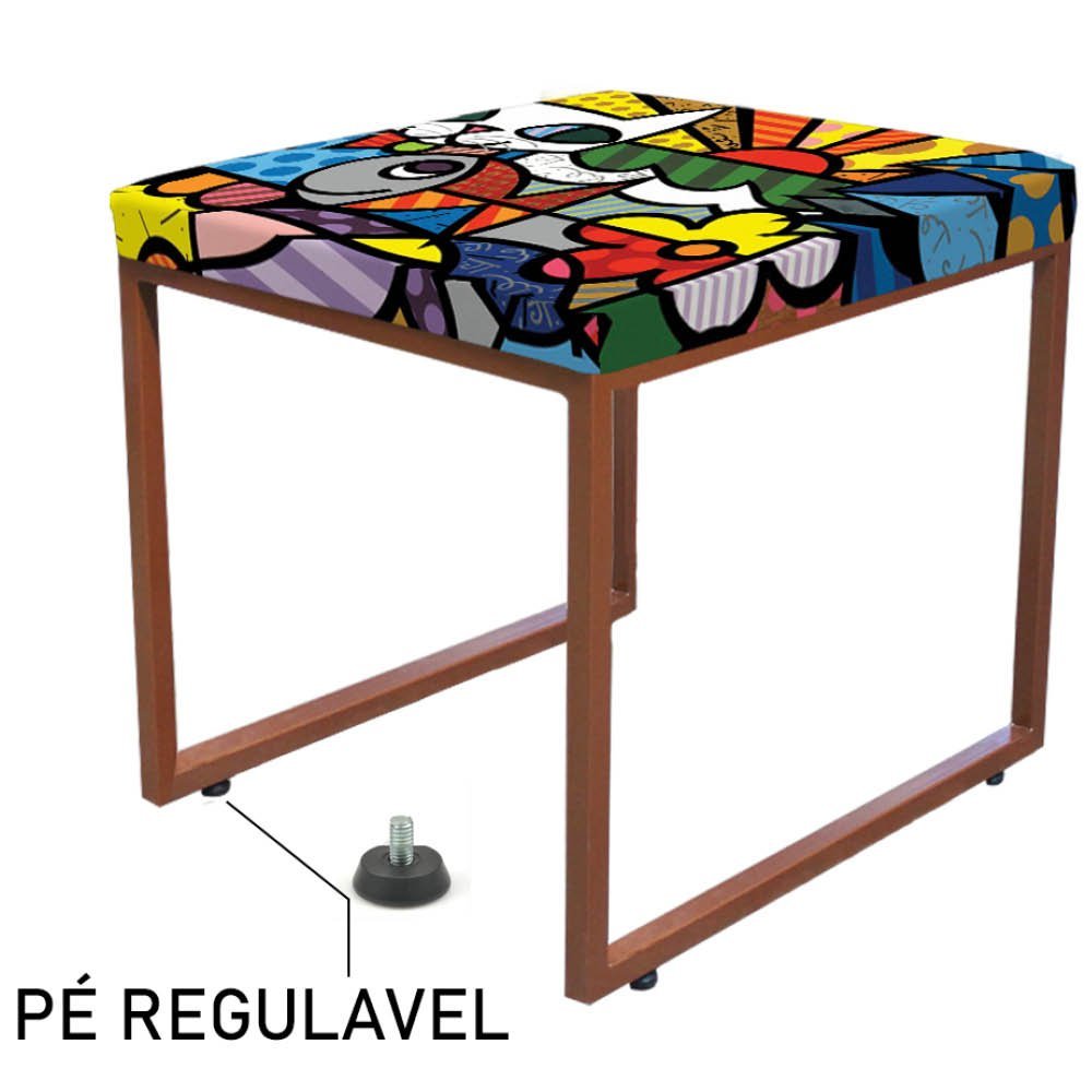 Kit 10 Puff Banqueta Stan Para Penteadeira Sala De Jantar Industrial Ferro Bronze Romero Brito AH17 - 5