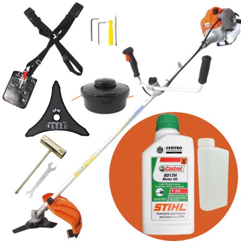 Roçadeira Profissional Vulcan VR430P Faca 3 Pontas + Óleo Lubrificante Stihl 2 Tempos 500ml
