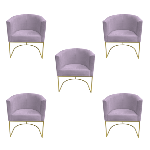 Kit 05 Poltronas Paola Sued Rosa Bebê - D'Classe Decor
