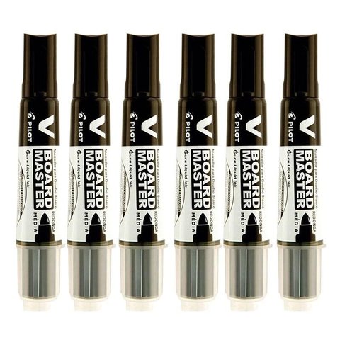 Pincel para Quadro Branco Recarregável Board Master Preto 6 Unidades - Pilot