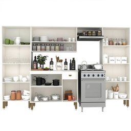 Armário de Cozinha Modulada Completa Compacta Balcão Madrid Branco 4 - Rosafor - 8