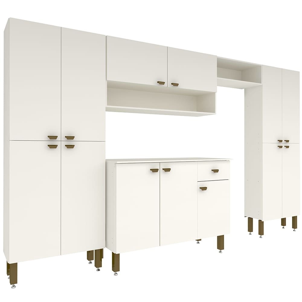 Armário de Cozinha Modulada Completa Compacta Balcão Madrid Branco 4 - Rosafor - 7