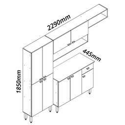 Armário de Cozinha Modulada Completa Compacta Balcão Madrid Branco 4 - Rosafor - 3