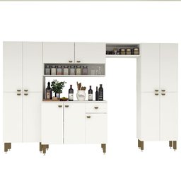 Armário de Cozinha Modulada Completa Compacta Balcão Madrid Branco 4 - Rosafor - 5