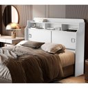 Ver imagem 1 de Cabeceira Box Casal Jessica 1,45m Com 2 Portas E Nichos - Branco - Cor: Branco