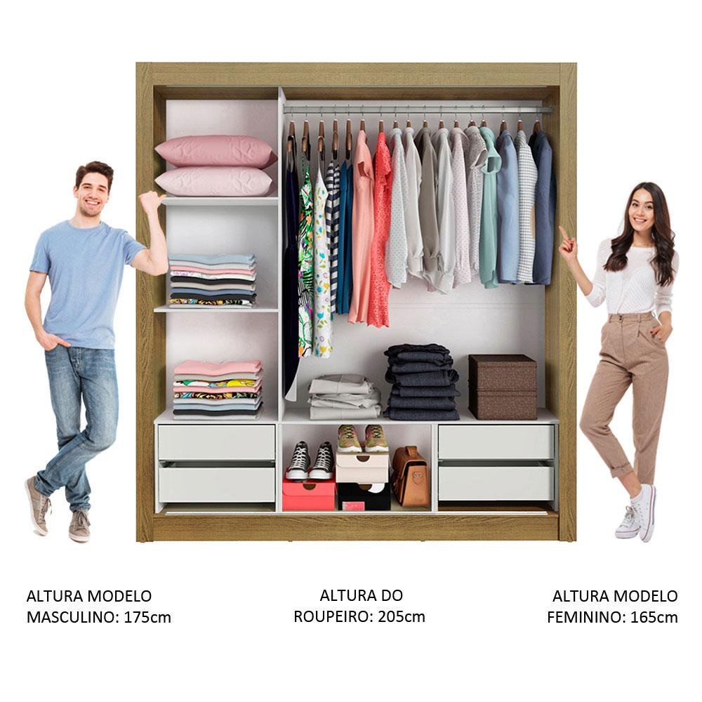 Guarda Roupa Casal Madesa Lyon Plus 3 Portas de Correr com Espelho 4 Gavetas - 5