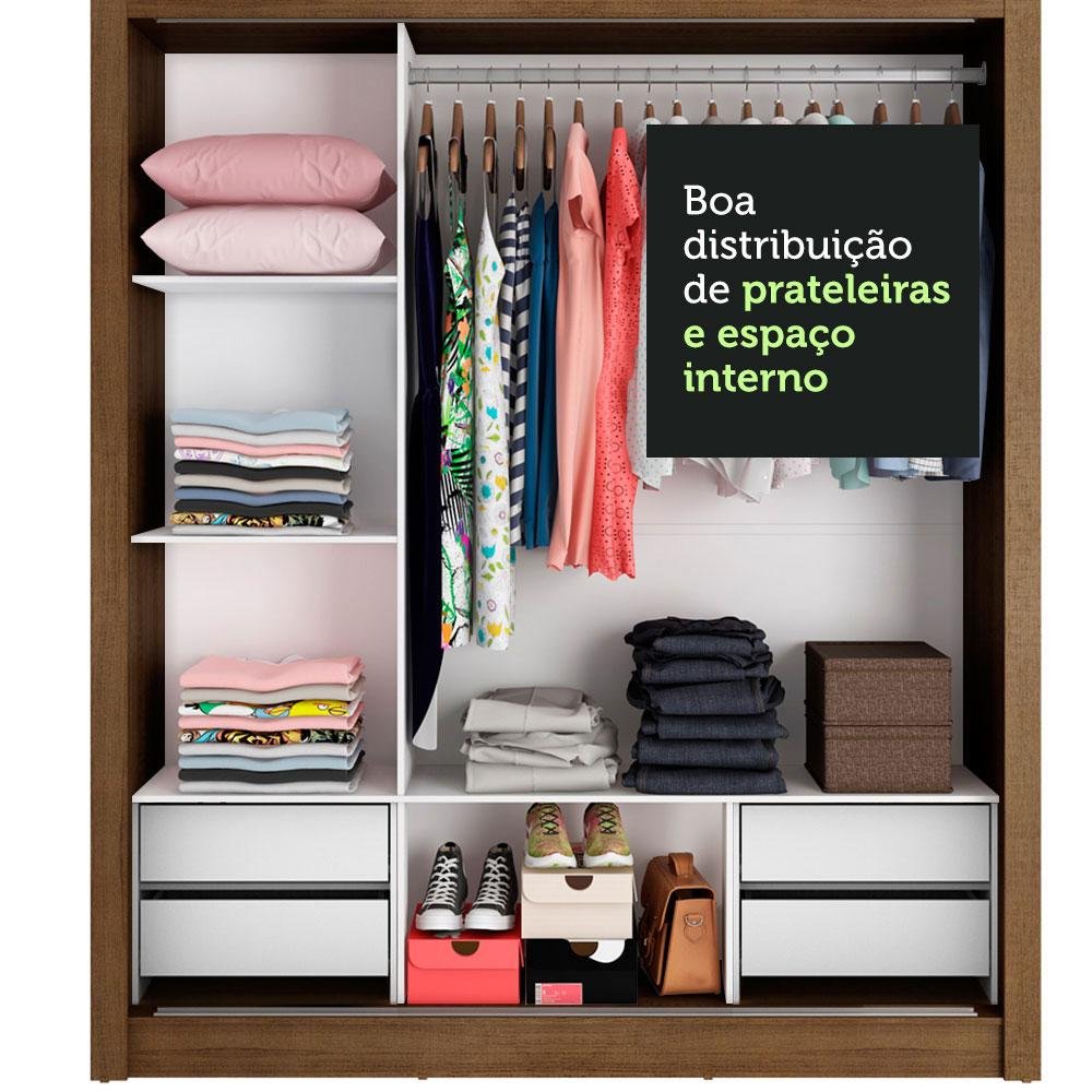 Guarda Roupa Casal Madesa Lyon Plus 3 Portas de Correr com Espelho 4 Gavetas - 7
