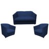Kit Namoradeira + 2 Poltronas Decorativa Tila Suede Azul Marinho Pés Cromado Mz Decor - 1