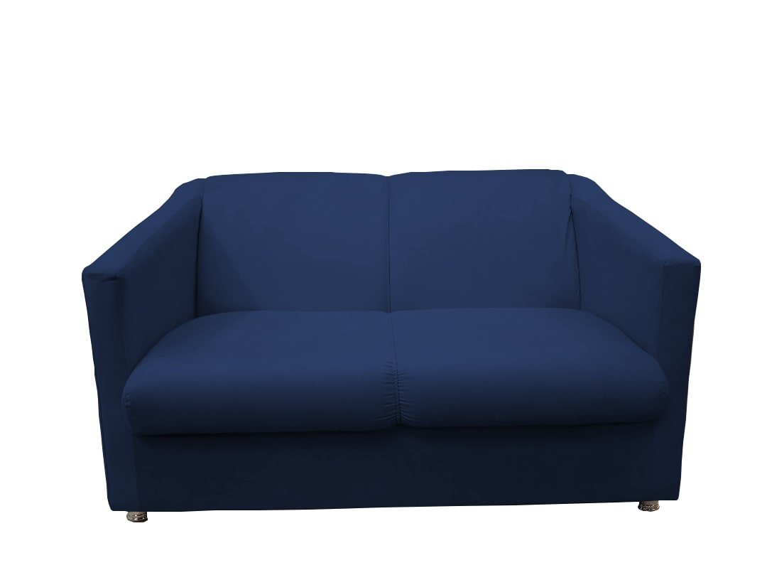 Kit Namoradeira + 2 Poltronas Decorativa Tila Suede Azul Marinho Pés Cromado Mz Decor - 2