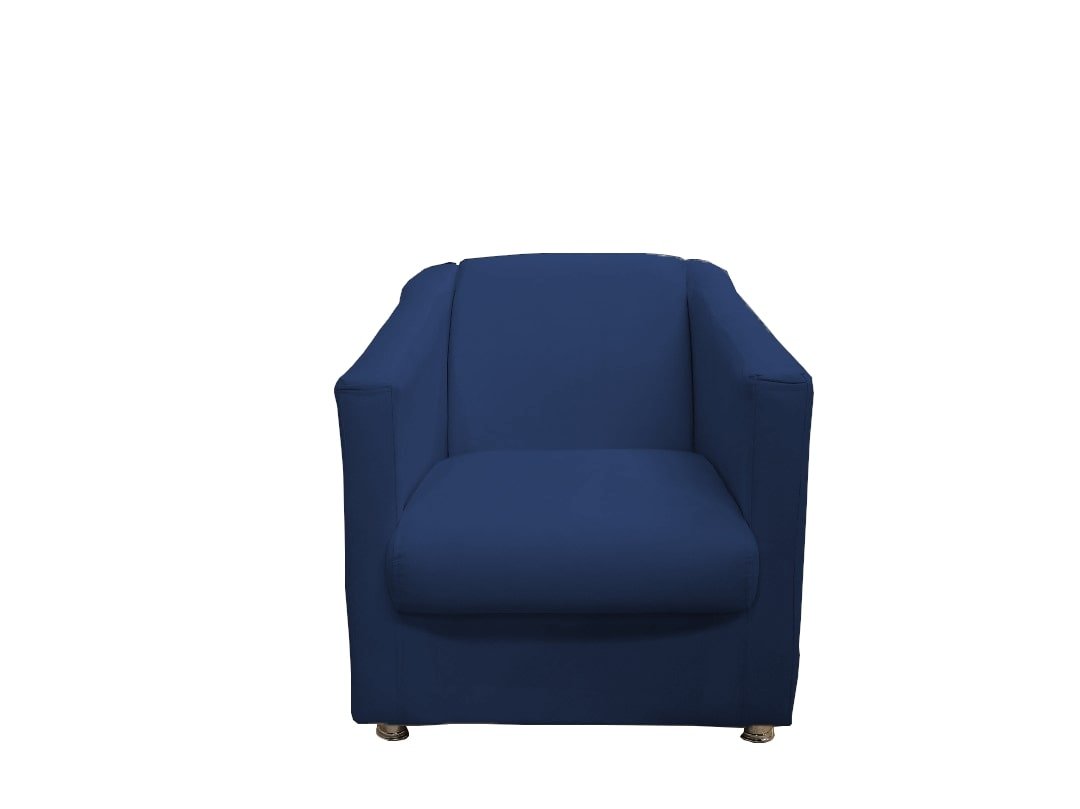 Kit Namoradeira + 2 Poltronas Decorativa Tila Suede Azul Marinho Pés Cromado Mz Decor - 4