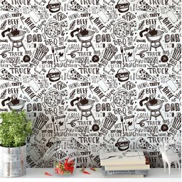 Papel de Parede Temático Comidas Marrom Escuro- 1,50x0,5m - 2