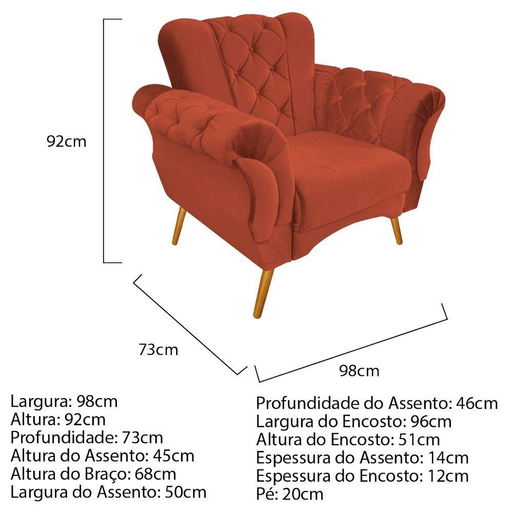 Kit Poltrona e Puff Decorativos Berlim Terracota Adj Decor - 2
