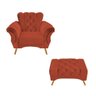 Kit Poltrona e Puff Decorativos Berlim Terracota Adj Decor - 1