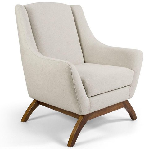 Poltrona Decorativa Fixa Base de Madeira Juliet D02 Algodão Bege C-370 - Lyam Decor