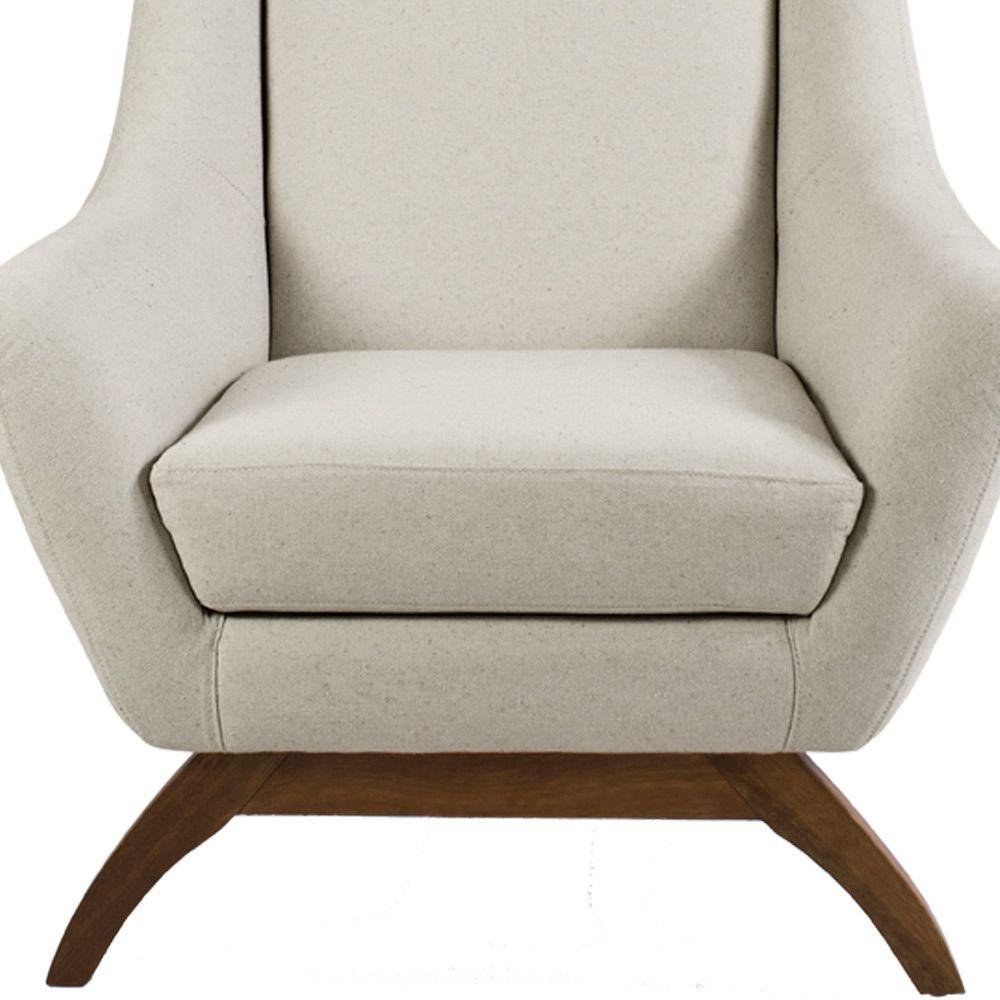 Poltrona Decorativa Fixa Base de Madeira Juliet D02 Algodão Bege C-370 - Lyam Decor - 3