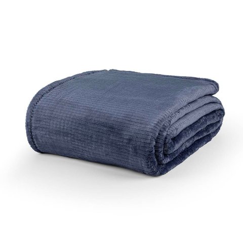 Cobertor Queen Dublin Manta Flannel Ultrasoft - Azul Noturno - 100% Poliéster