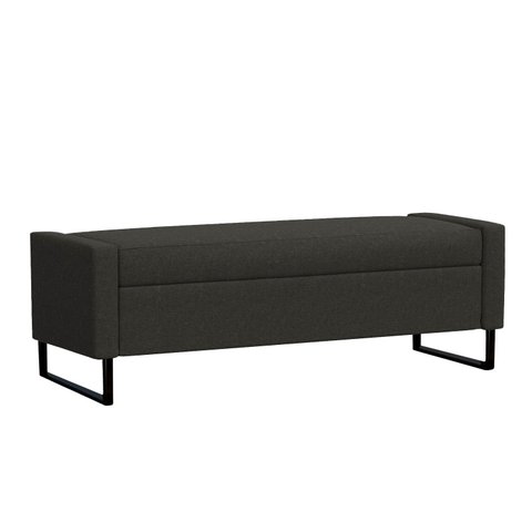 Recamier Bau Londres Base de Metal 1,20m Linho Preto - Clique Decorações
