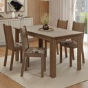 Ver imagem 1 de Conjunto Sala de Jantar Amora Mesa Tampo de Madeira 4 Cadeiras Rustic/Crema/Bege Marrom Madesa