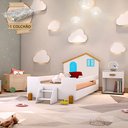 Ver imagem 1 de Cama Montessoriana Infantil Juvenil Belissima Azul - Branco e Mel + Colchão