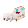 Cama Montessoriana Infantil Juvenil Belissima Azul - Branco e Mel + Colchão - 2